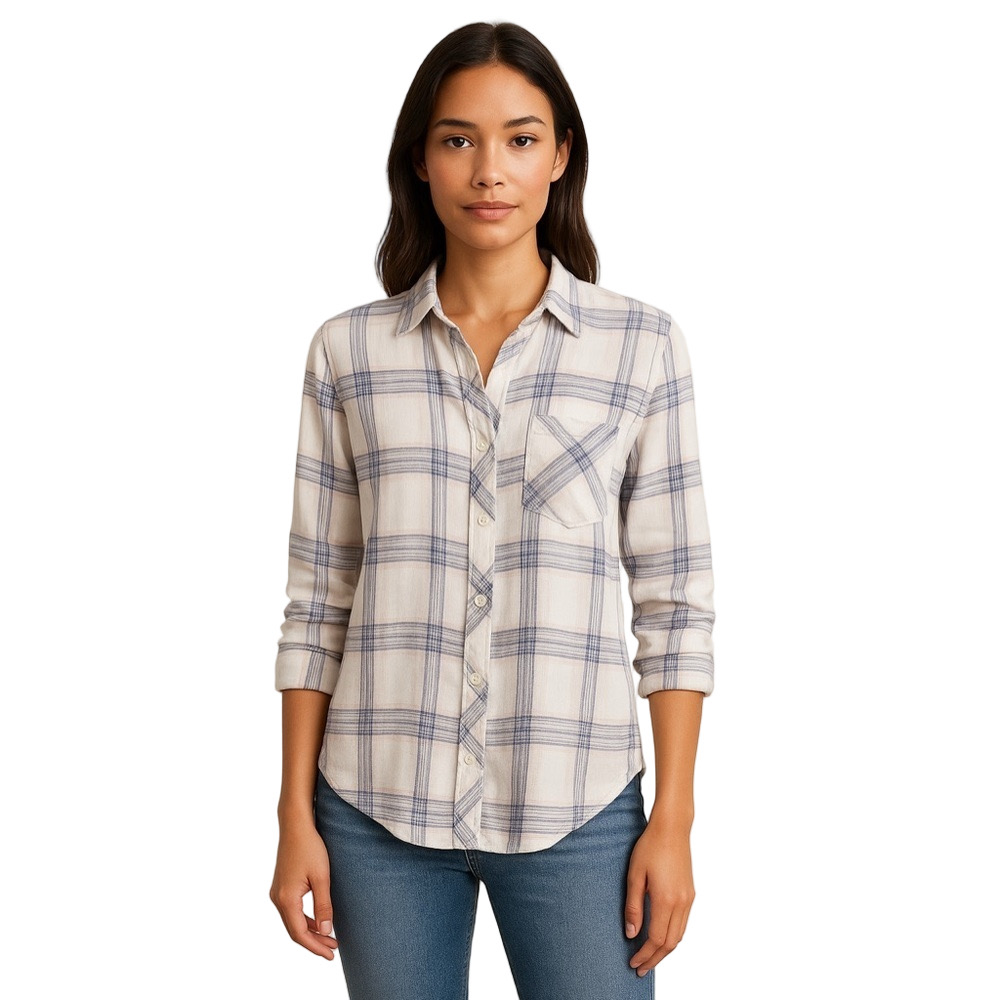Rails Hunter Plaid Button Up Top White Blush XS